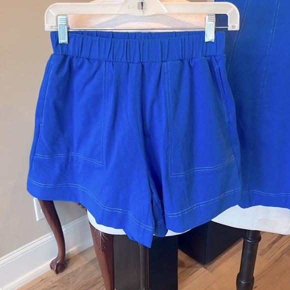 Matching Set Blue Cotton Flowy Tank Blousey Shorts New - Picture 4 of 11